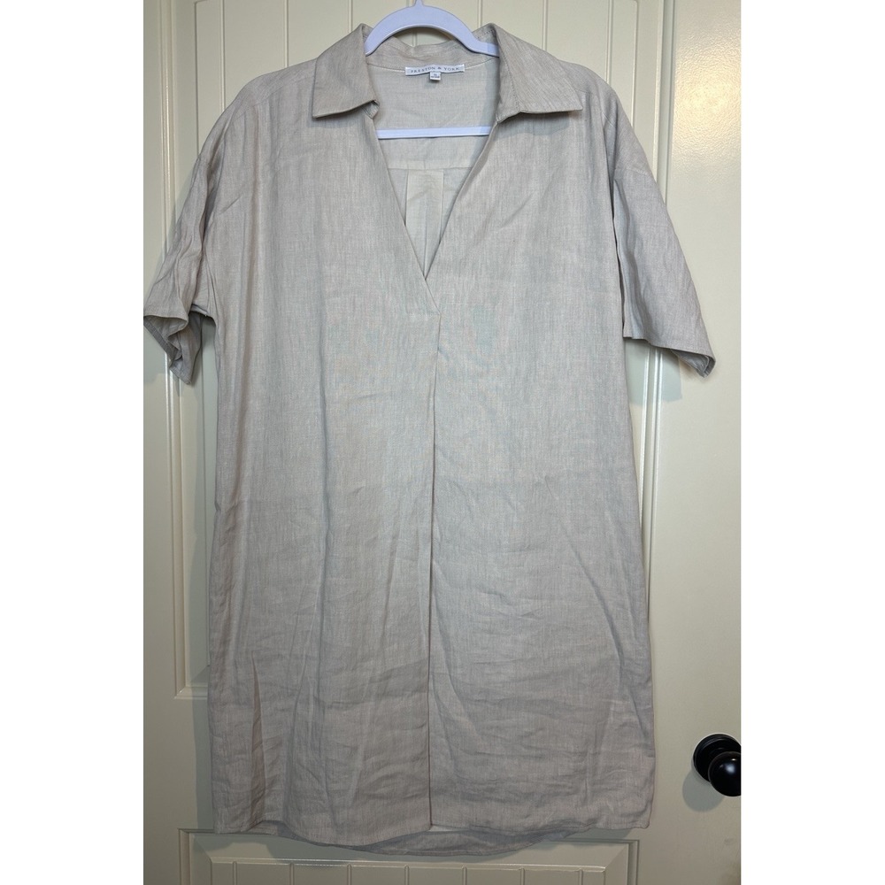 Preston & York linen rayon pullover coastal Lagenlook shirt dress Sz 10